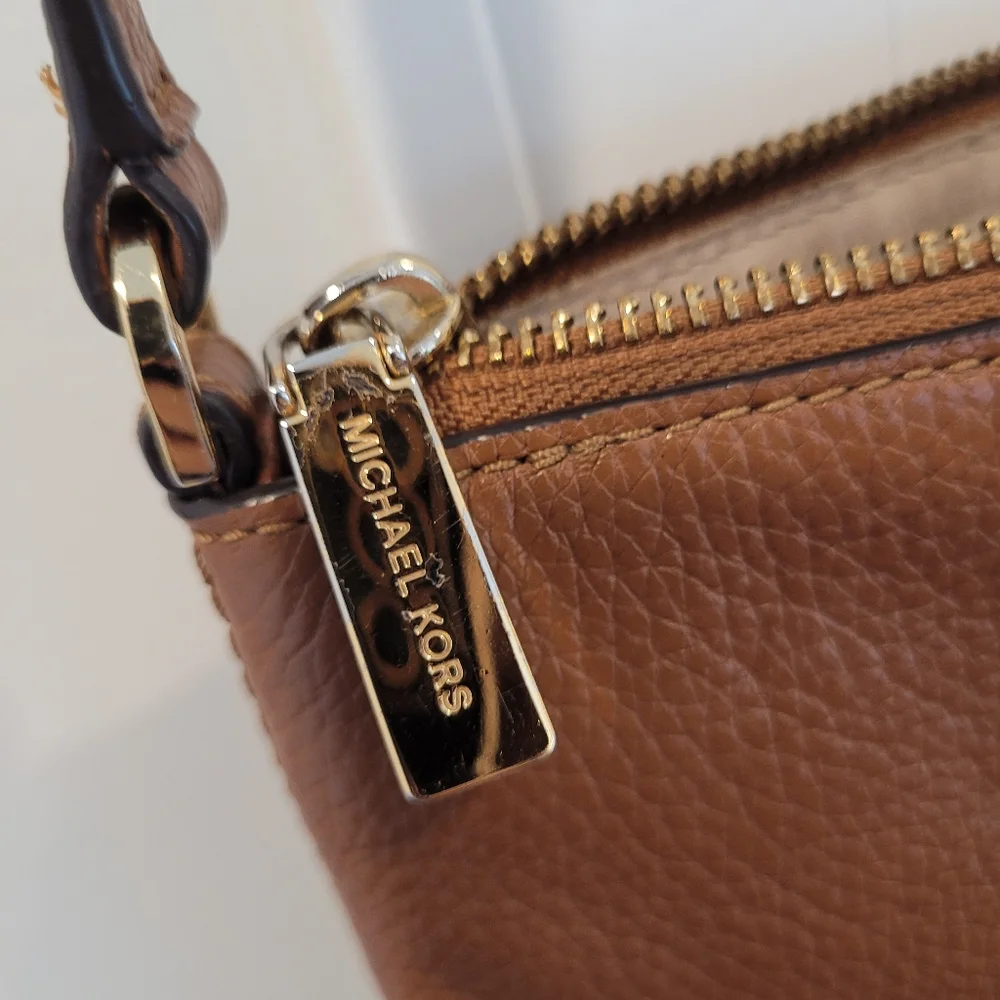 Michael Kors Bag Camden Drawstring Brown Genuine Leather Tassel Small Crossbody